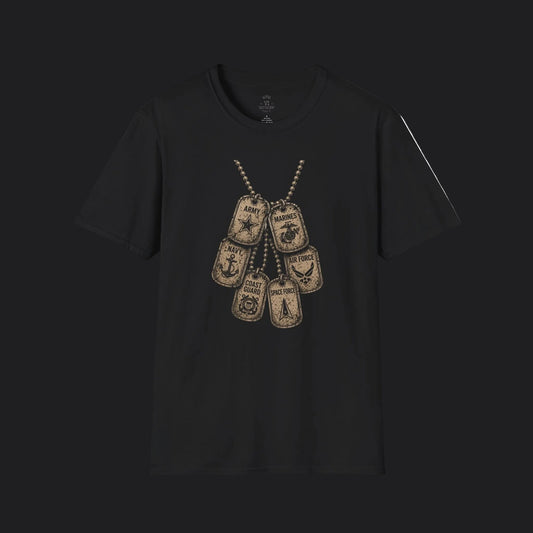 United We Served Dog Tag Tee — All Military Branches Veteran T-Shirt