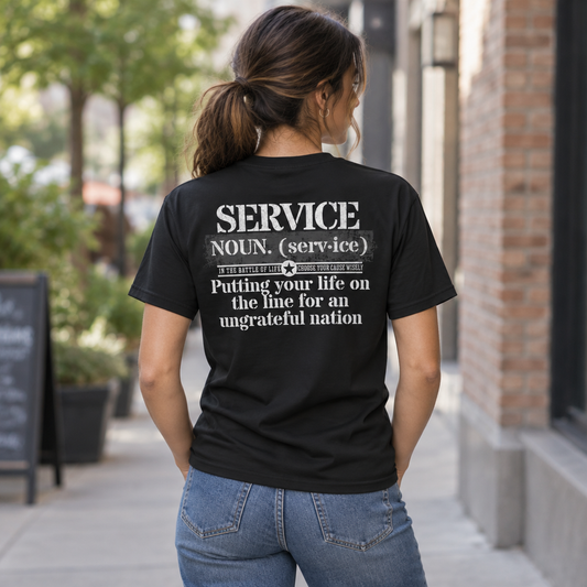 Service Shirt Tee back worn by a model