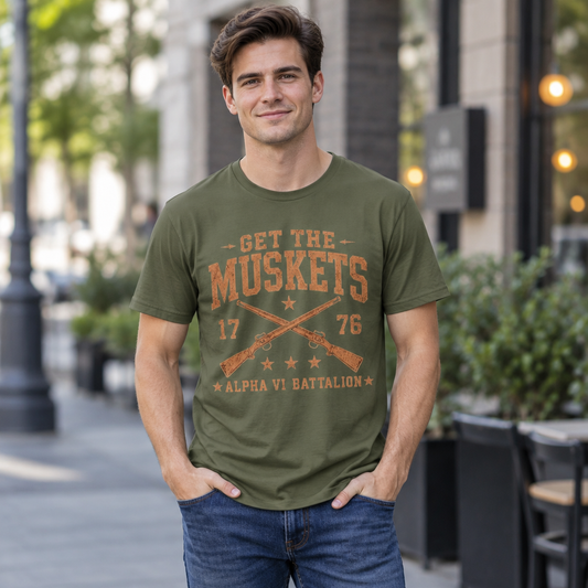 Get the Muskets Tee worn by a model