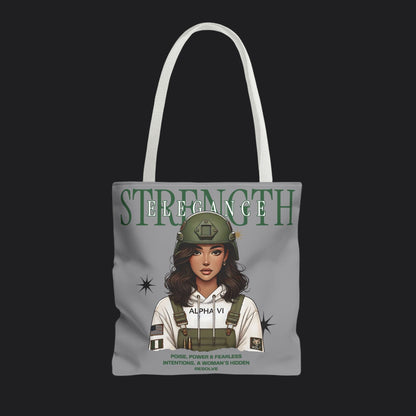 Strength and Elegance Spirit Edition Tote Bag — Military Women Veteran Canvas Bag