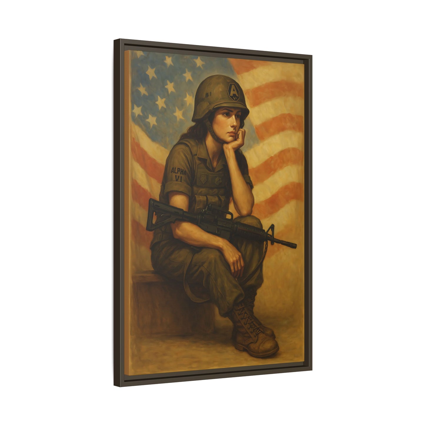 Waiting Warrior Framed Canvas