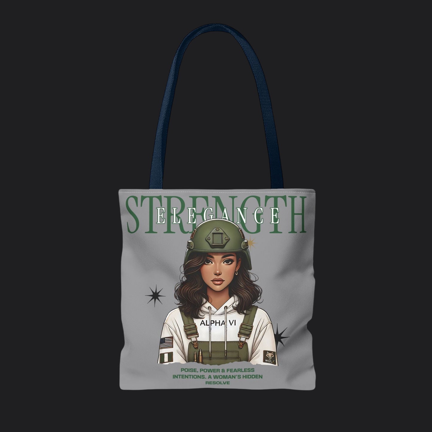 Strength and Elegance Spirit Edition Tote Bag — Military Women Veteran Canvas Bag
