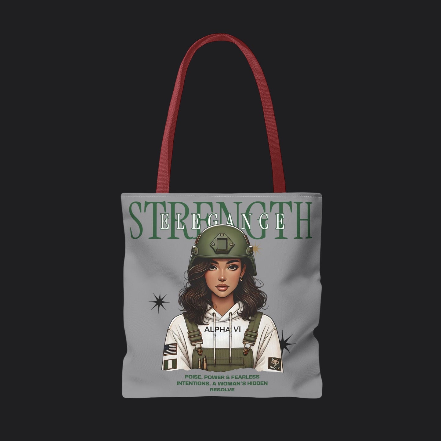 Strength and Elegance Spirit Edition Tote Bag — Military Women Veteran Canvas Bag