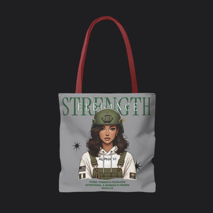 Strength and Elegance Spirit Edition Tote Bag — Military Women Veteran Canvas Bag