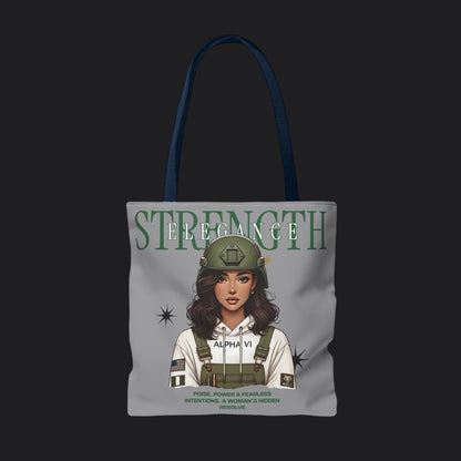 Strength and Elegance Spirit Edition Tote Bag — Military Women Veteran Canvas Bag