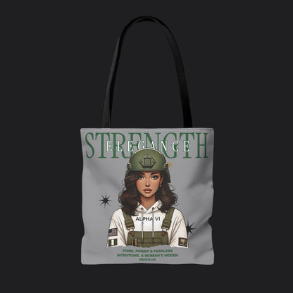 Strength and Elegance Spirit Edition Tote Bag — Military Women Veteran Canvas Bag