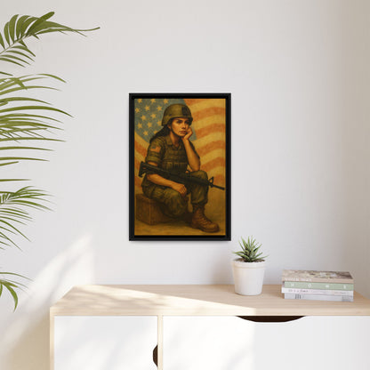 Waiting Warrior – Spirit Edition Framed Canvas