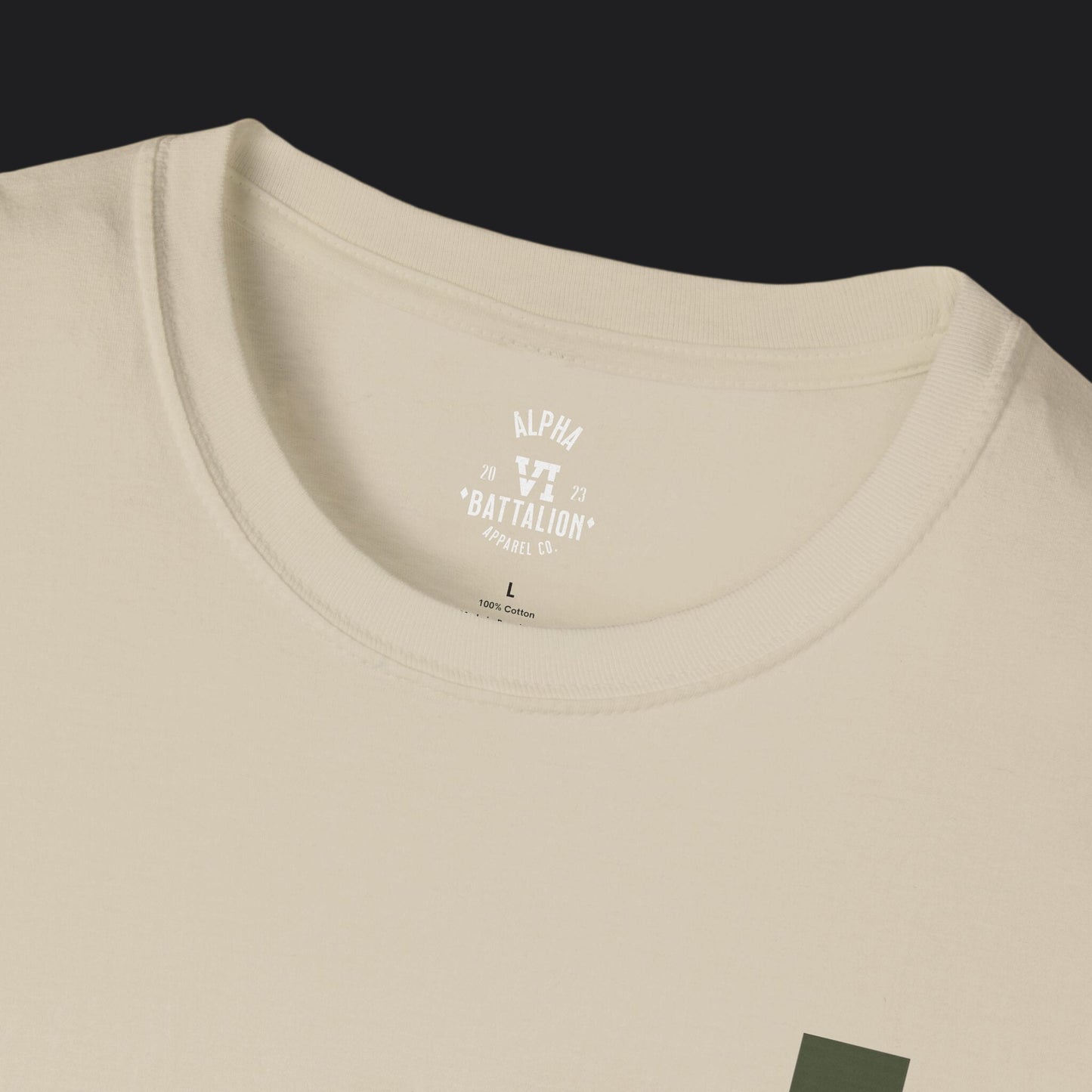 Alpha VI Vertical Mark Tee — Veteran Brand Minimalist Military T-Shirt