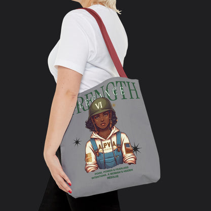 Strength and Elegance Heritage Edition Tote Bag — Military Women Veteran Canvas Bag