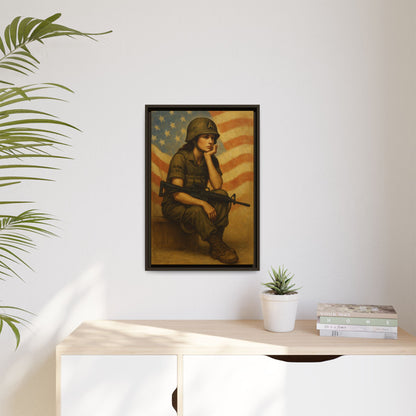 Waiting Warrior Framed Canvas