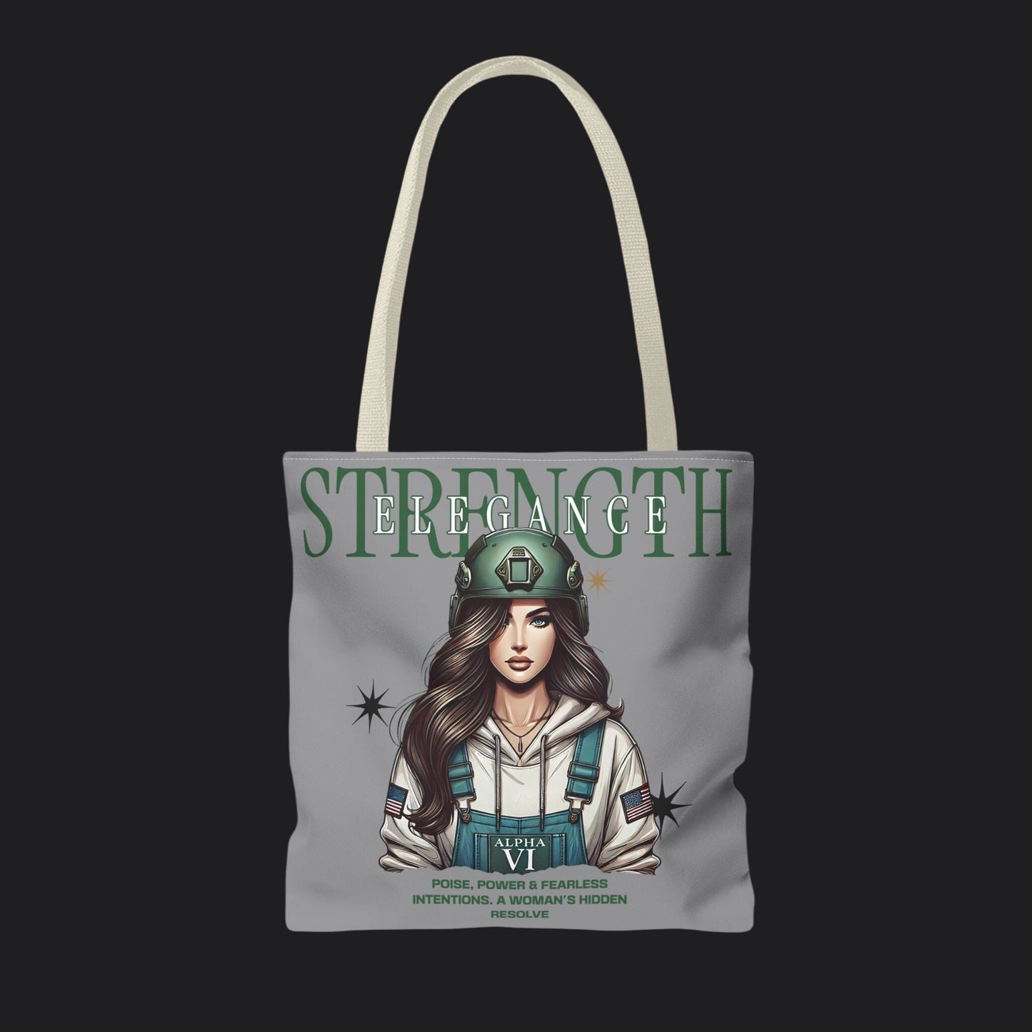 Strength and Elegance Tote Bag — Military Women Veteran Gift Canvas Bag