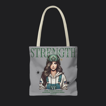 Strength and Elegance Tote Bag — Military Women Veteran Gift Canvas Bag