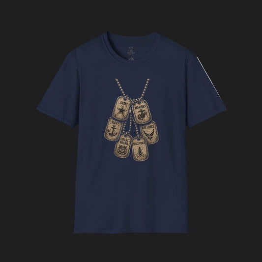 United We Served Dog Tag Tee — All Military Branches Veteran T-Shirt
