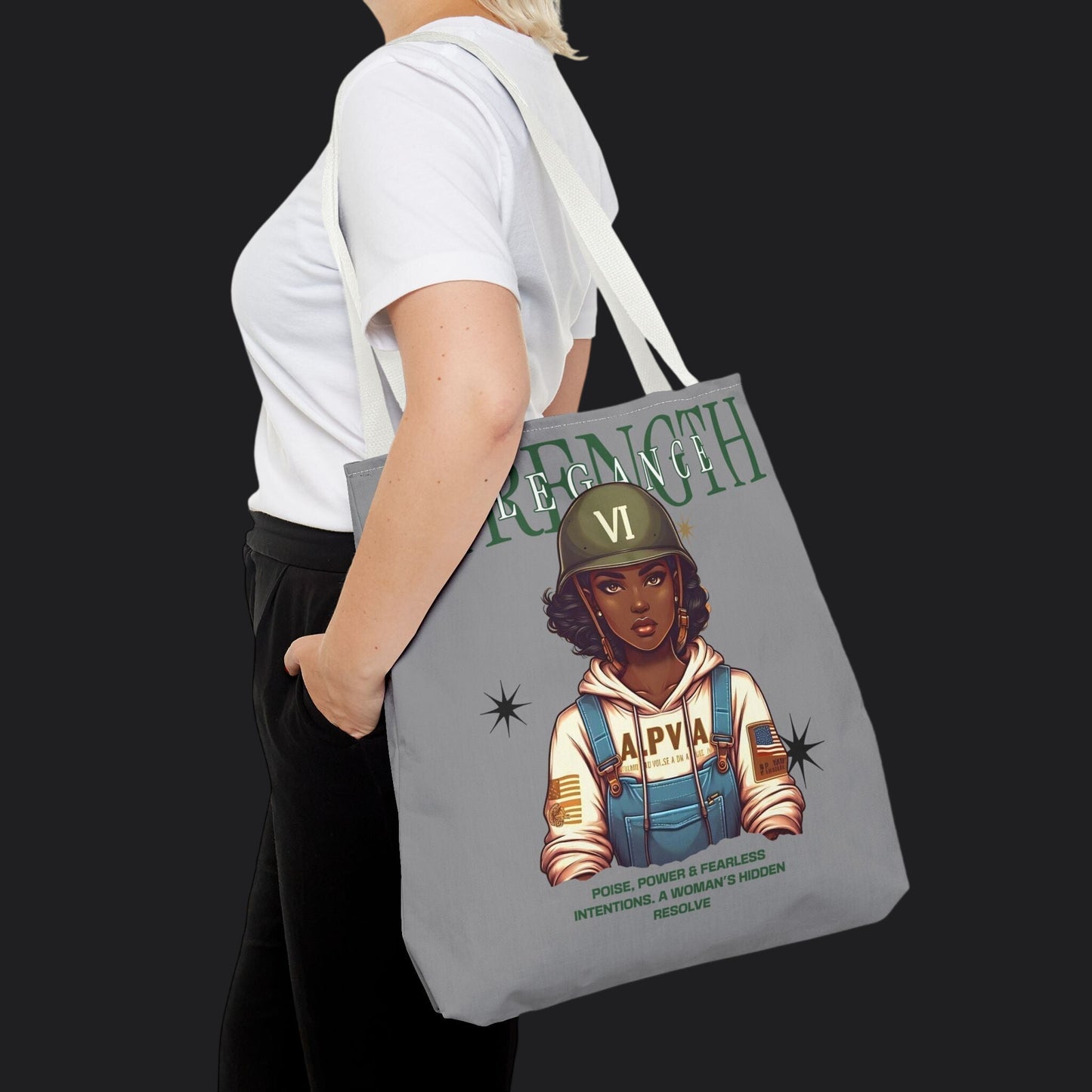 Strength and Elegance Heritage Edition Tote Bag — Military Women Veteran Canvas Bag