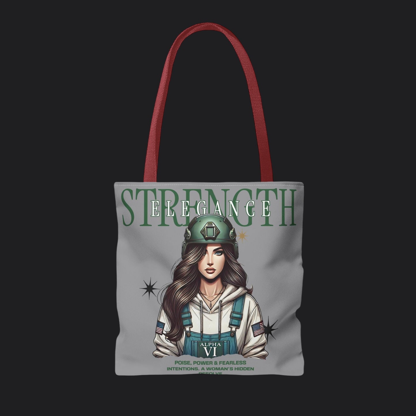Strength and Elegance Tote Bag — Military Women Veteran Gift Canvas Bag