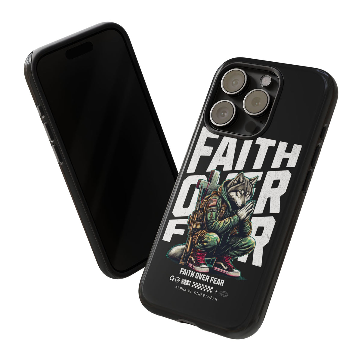 Faith Over Fear Wolf Warrior Tough Phone Case