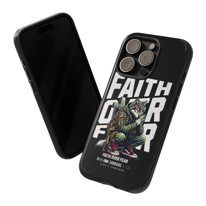 Faith Over Fear Wolf Warrior Tough Phone Case