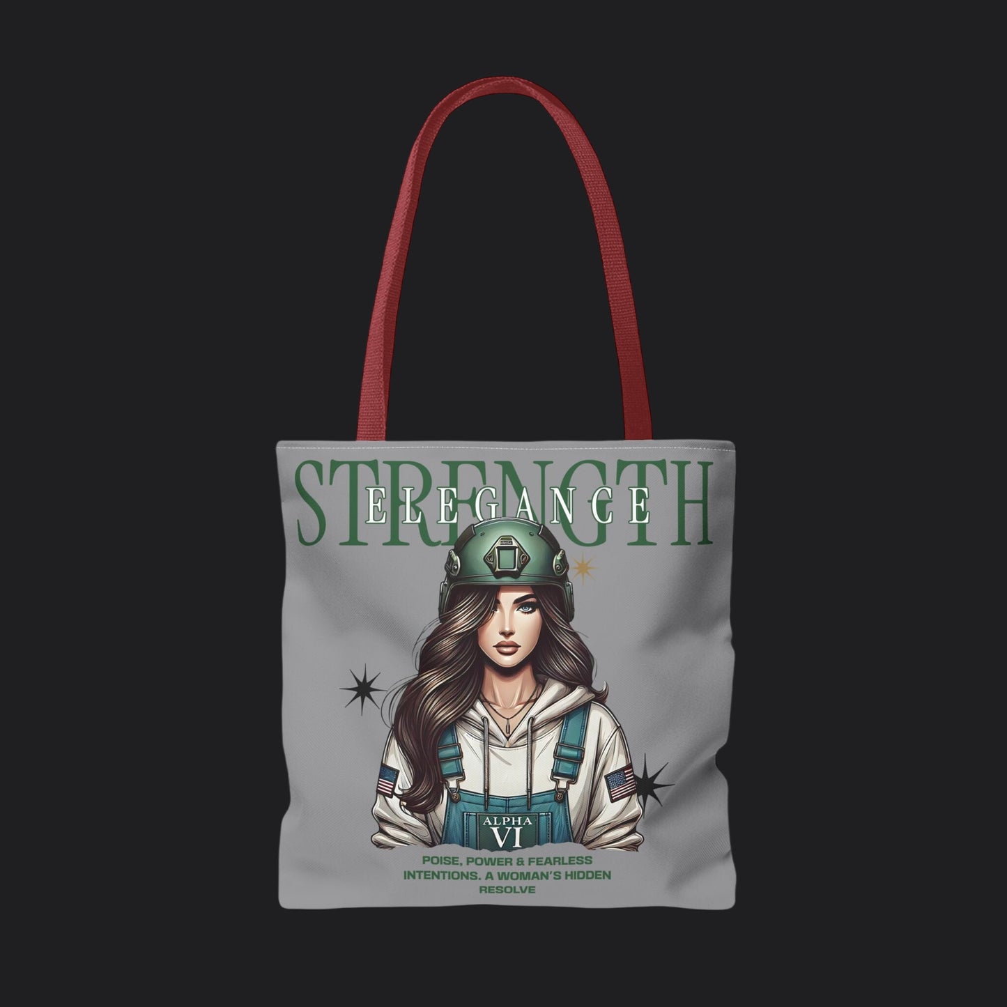 Strength and Elegance Tote Bag — Military Women Veteran Gift Canvas Bag