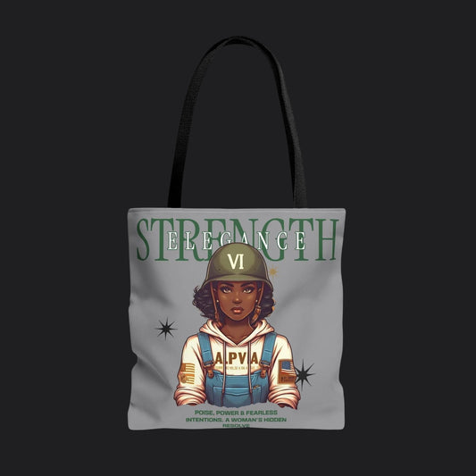 Strength and Elegance Heritage Edition Tote Bag — Military Women Veteran Canvas Bag