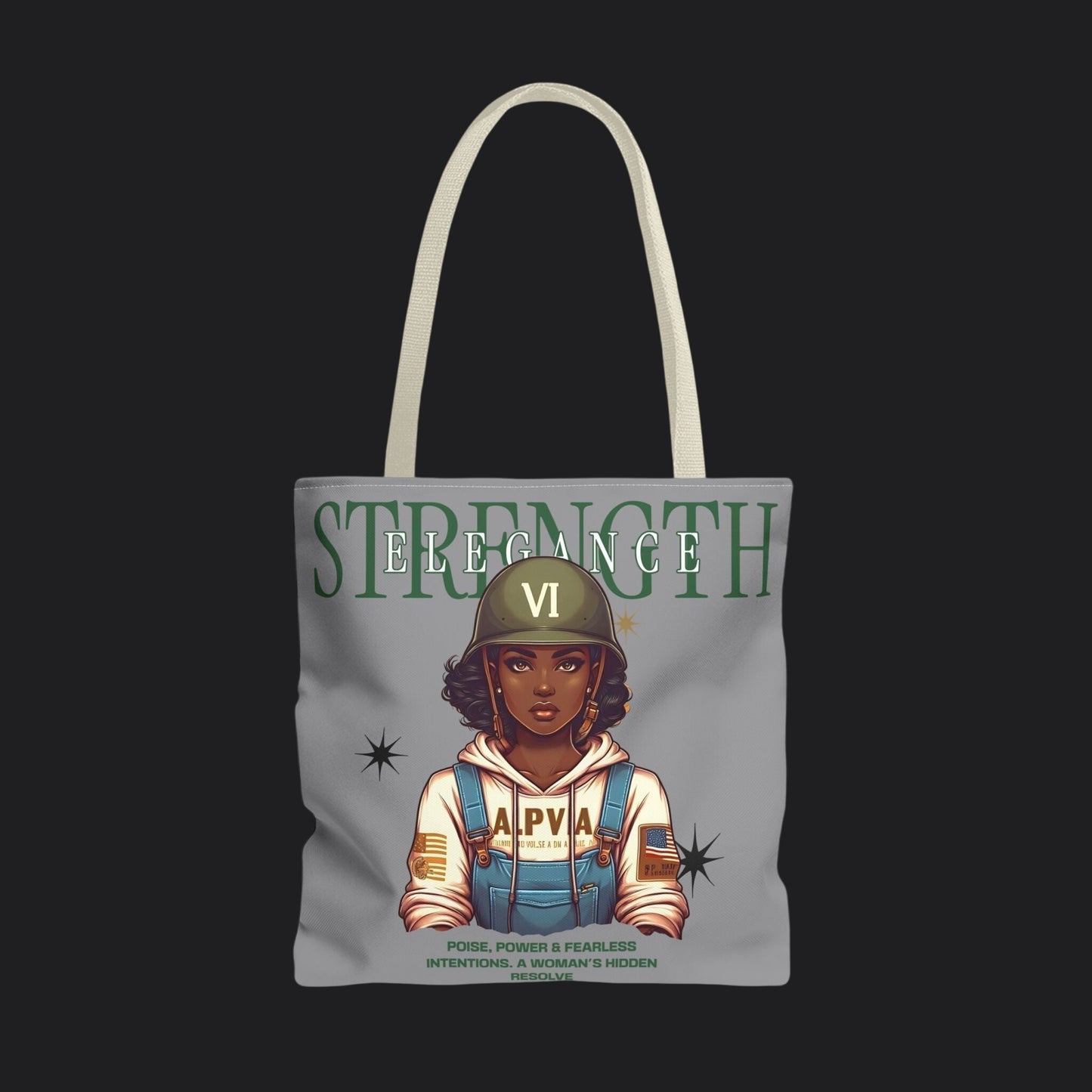 Strength and Elegance Heritage Edition Tote Bag — Military Women Veteran Canvas Bag