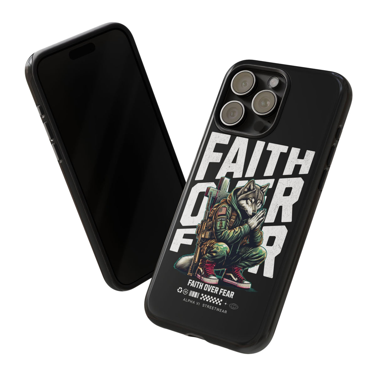 Faith Over Fear Wolf Warrior Tough Phone Case