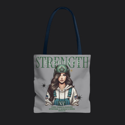 Strength and Elegance Tote Bag — Military Women Veteran Gift Canvas Bag