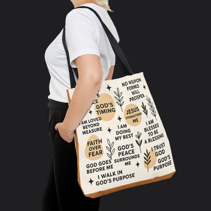 Faith Over Fear Christian Affirmation Tote Bag — Christian Gift Canvas Bag