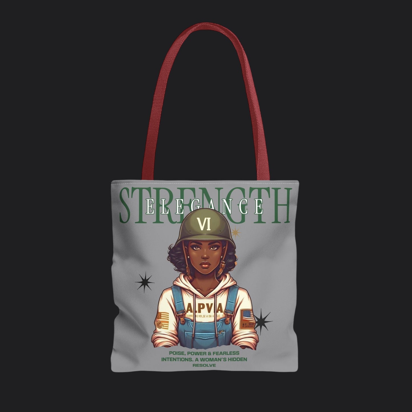 Strength and Elegance Heritage Edition Tote Bag — Military Women Veteran Canvas Bag