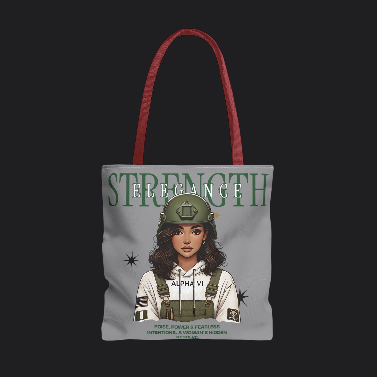 Strength and Elegance Spirit Edition Tote Bag — Military Women Veteran Canvas Bag