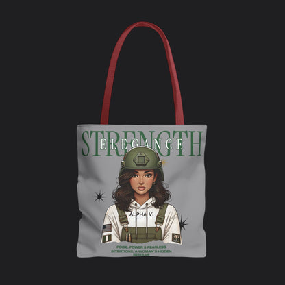 Strength and Elegance Spirit Edition Tote Bag — Military Women Veteran Canvas Bag
