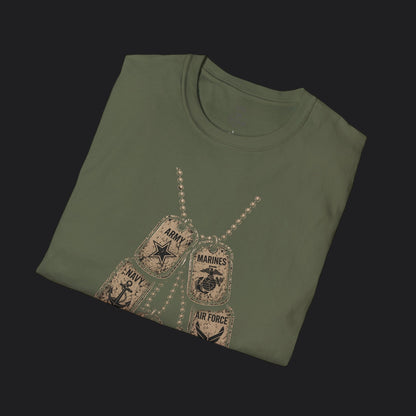 United We Served Dog Tag Tee — All Military Branches Veteran T-Shirt