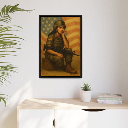 Waiting Warrior – Spirit Edition Framed Canvas