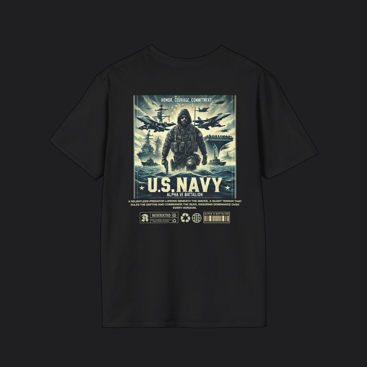 NAVY Honor Courage Commitment Tee — US Navy Veteran Pride T-Shirt