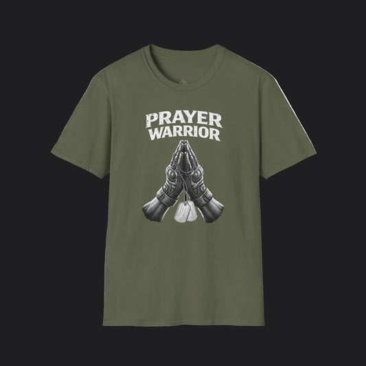 Prayer Warrior Tee Male — Christian Veteran Faith Military T-Shirt