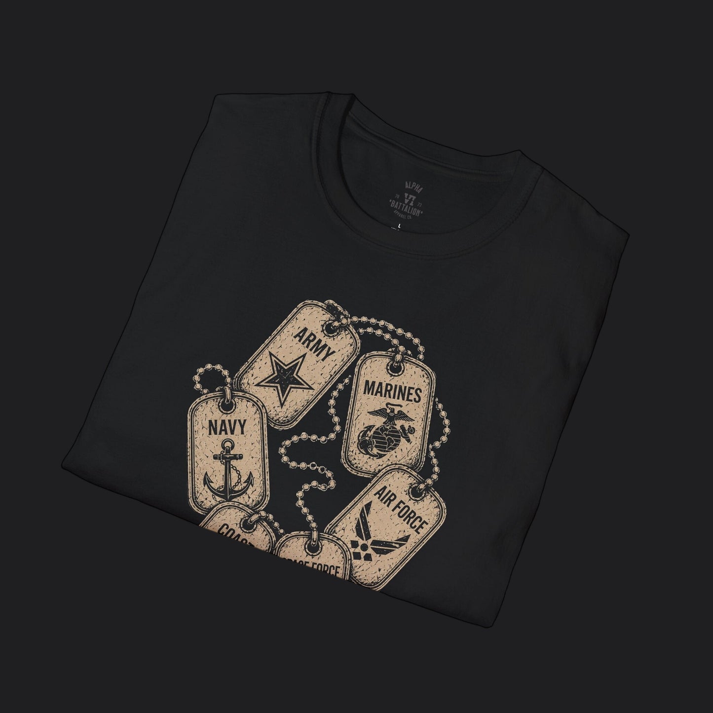 All Branches Served Dog Tag Tee — Military Pride Veteran T-Shirt