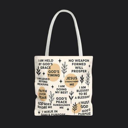 Faith Over Fear Christian Affirmation Tote Bag — Christian Gift Canvas Bag