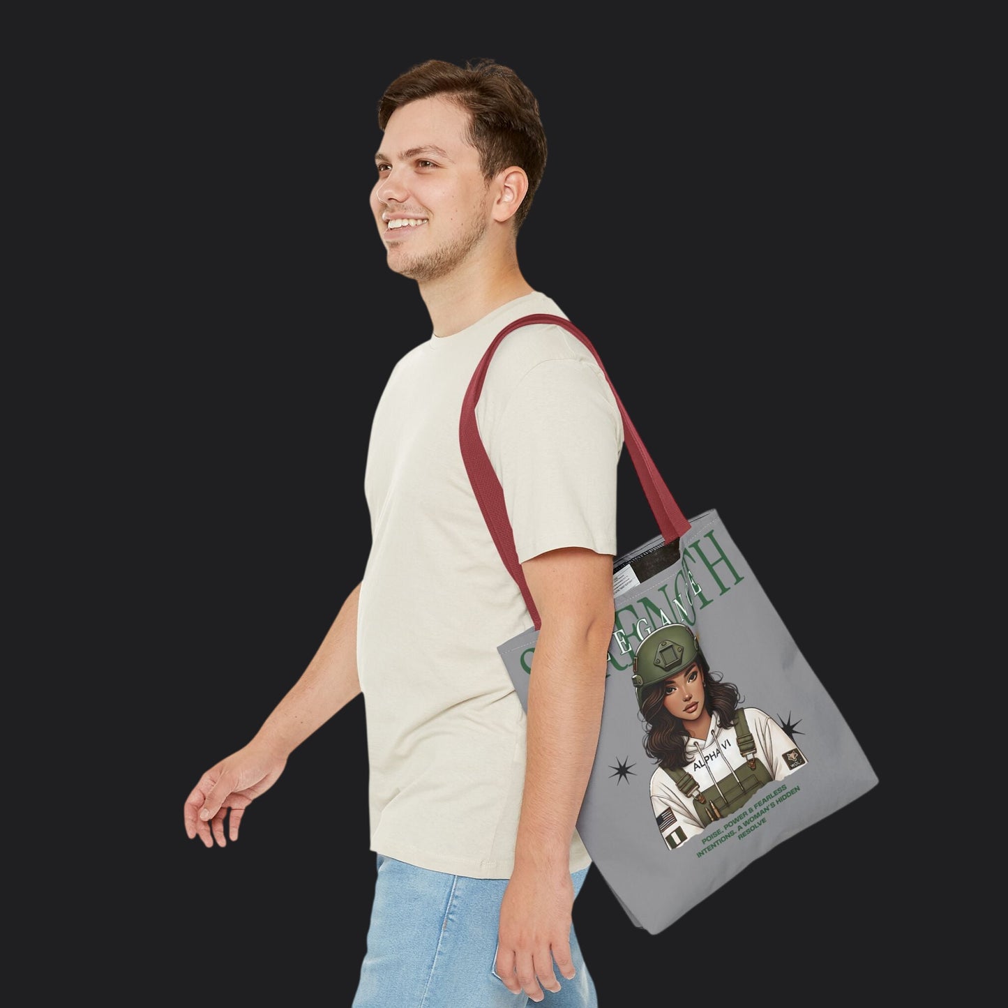 Strength and Elegance Spirit Edition Tote Bag — Military Women Veteran Canvas Bag