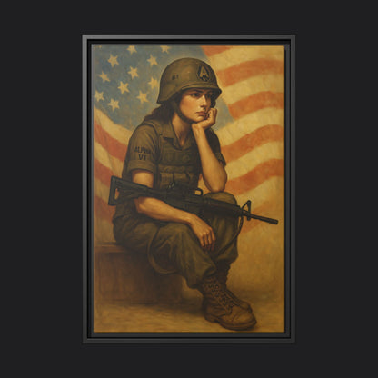 Waiting Warrior Framed Canvas