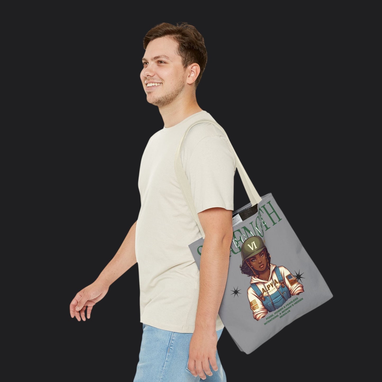 Strength and Elegance Heritage Edition Tote Bag — Military Women Veteran Canvas Bag