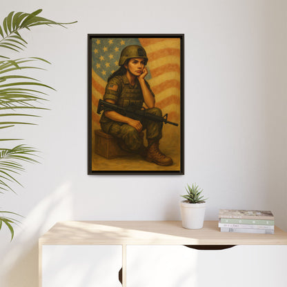 Waiting Warrior – Spirit Edition Framed Canvas