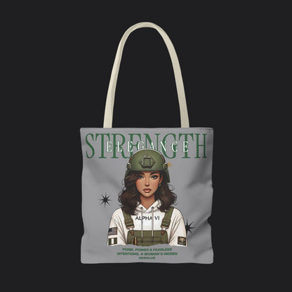 Strength and Elegance Spirit Edition Tote Bag — Military Women Veteran Canvas Bag