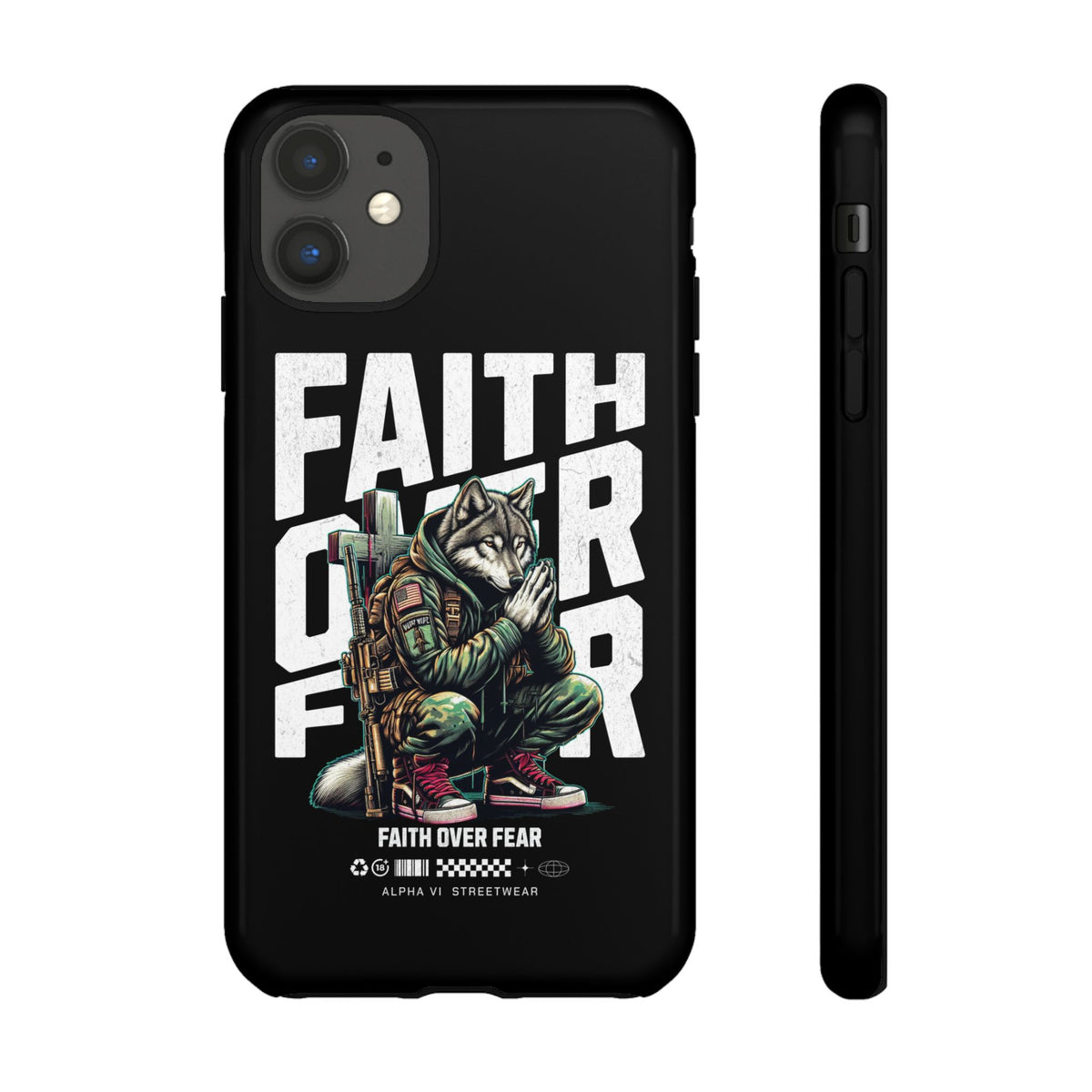 Faith Over Fear Wolf Warrior Tough Phone Case