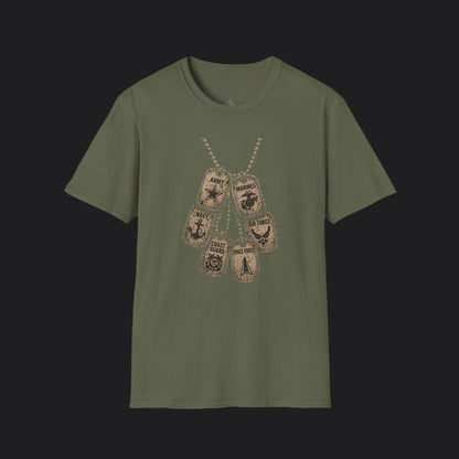 United We Served Dog Tag Tee — All Military Branches Veteran T-Shirt
