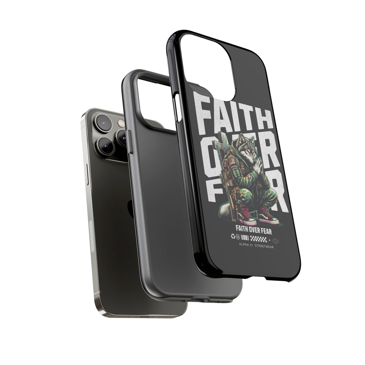 Faith Over Fear Wolf Warrior Tough Phone Case