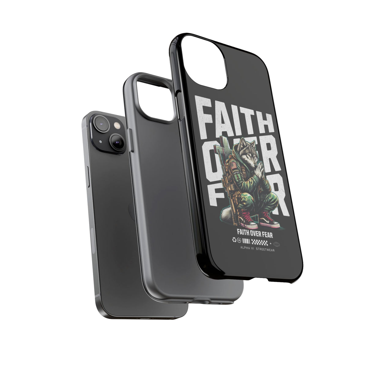 Faith Over Fear Wolf Warrior Tough Phone Case