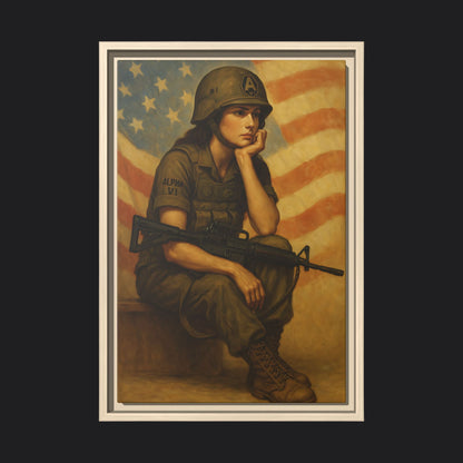 Waiting Warrior Framed Canvas