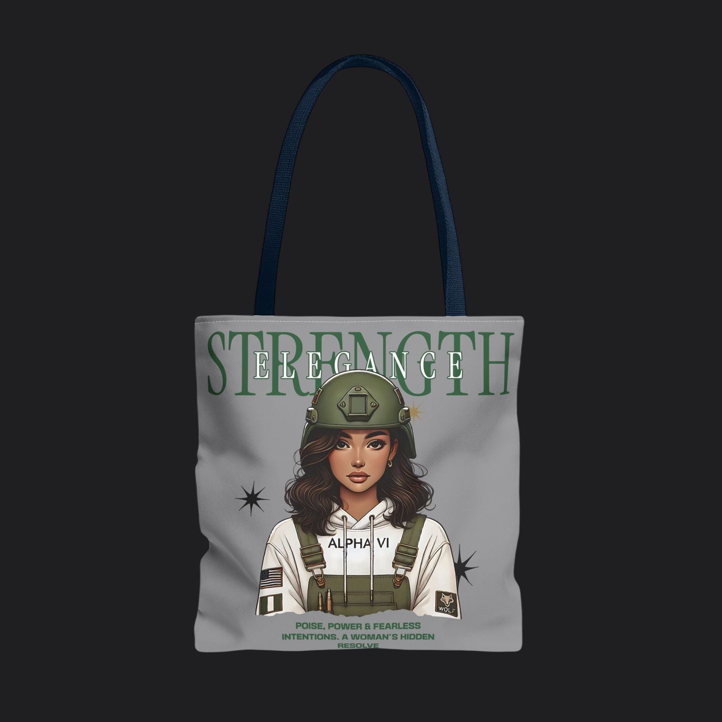 Strength and Elegance Spirit Edition Tote Bag — Military Women Veteran Canvas Bag