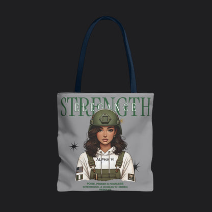 Strength and Elegance Spirit Edition Tote Bag — Military Women Veteran Canvas Bag