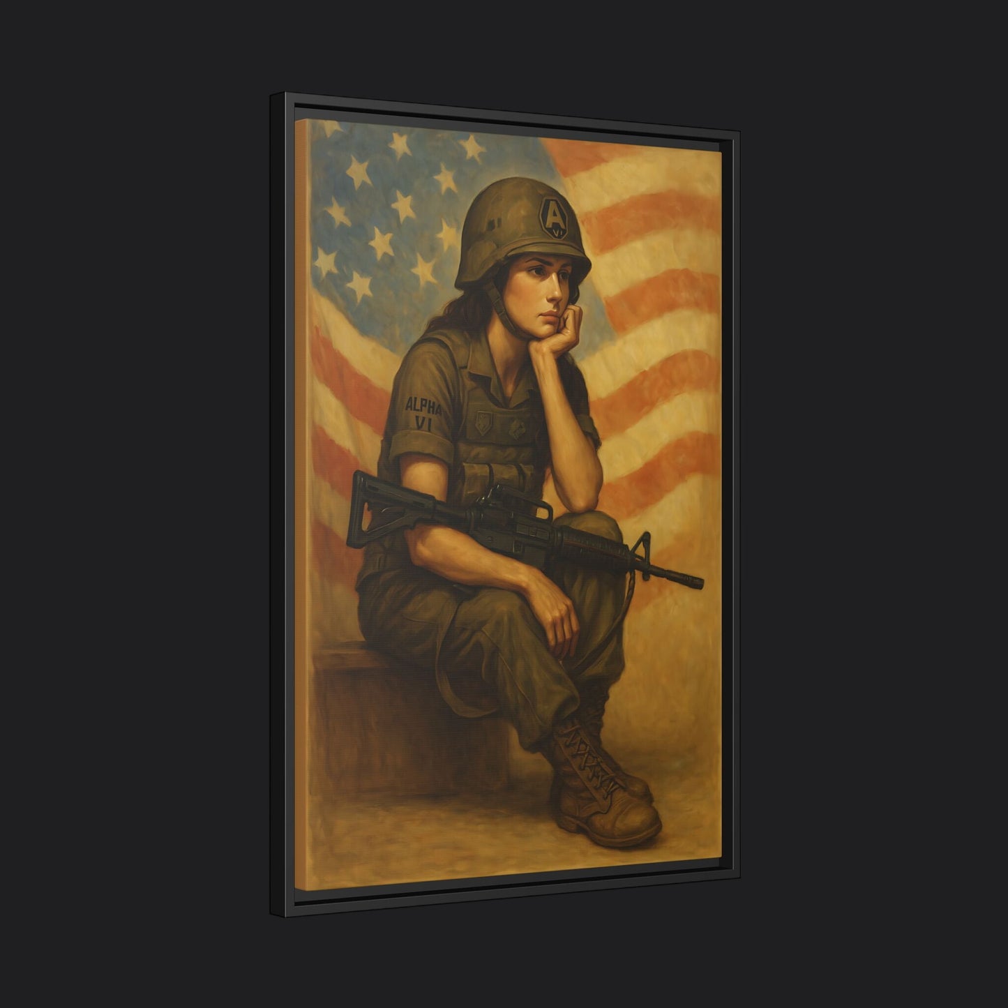 Waiting Warrior Framed Canvas
