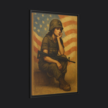 Waiting Warrior Framed Canvas